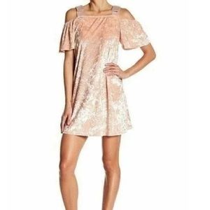 Nanette Lepore | Blush Pink Crushed Velvet Cold Shoulder Dress